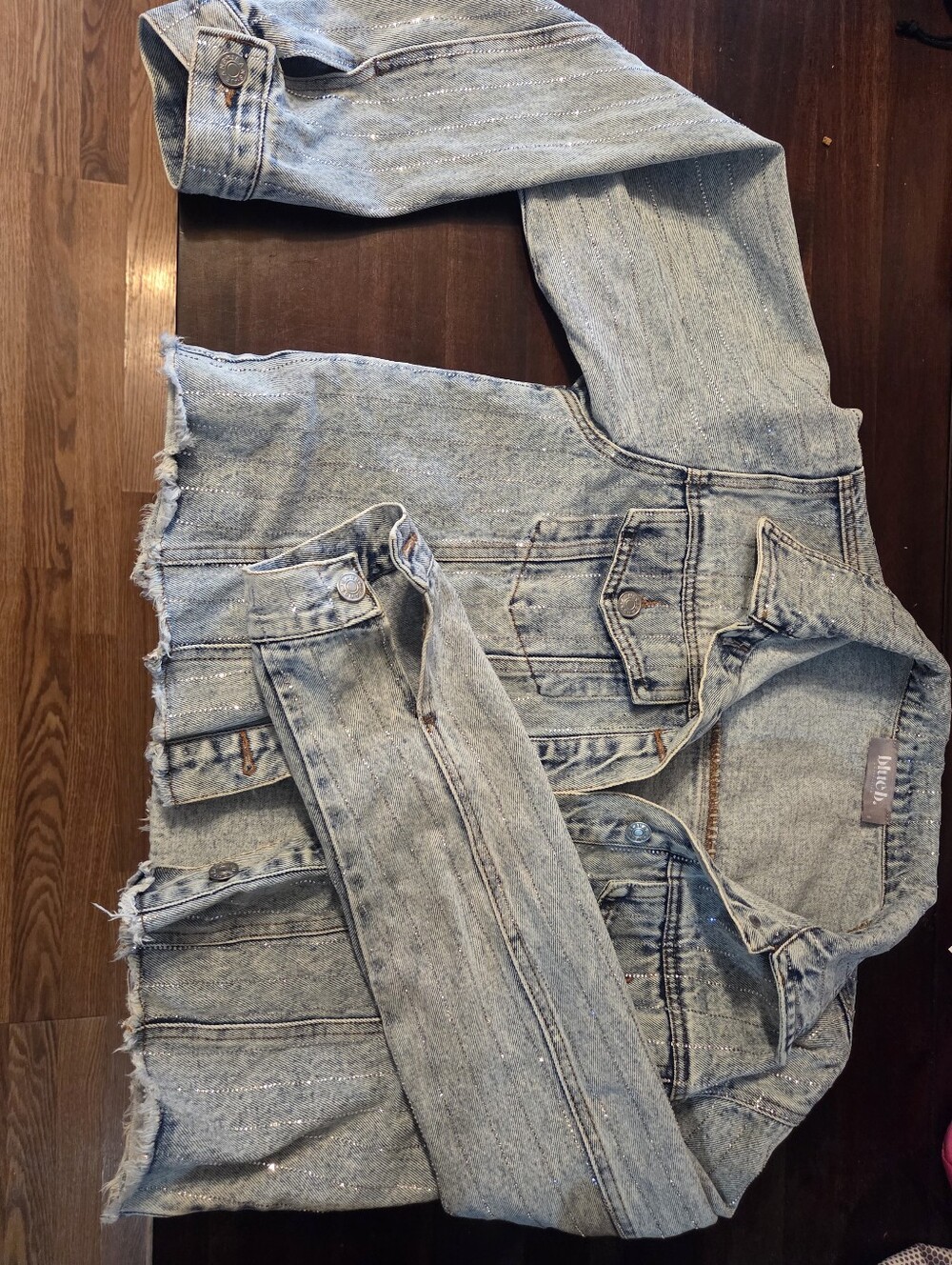 Light Blue Sparkle Denim Jacket - Women's Jean Jacket